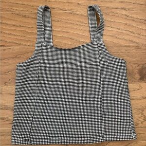 American Eagle Outfitters Black and White Fitted Crop Tank Top